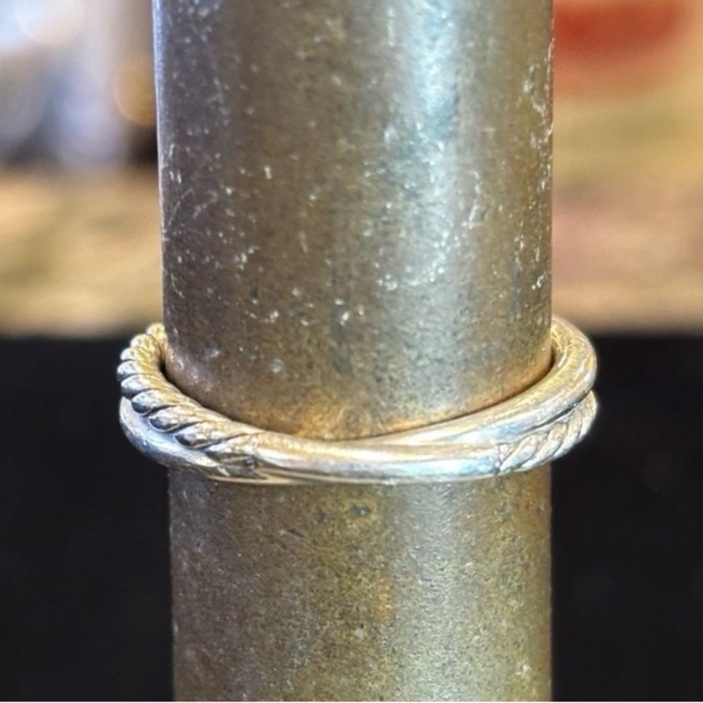 David Yurman Sterling Silver X Ring with Diamonds - Picture 4 of 5